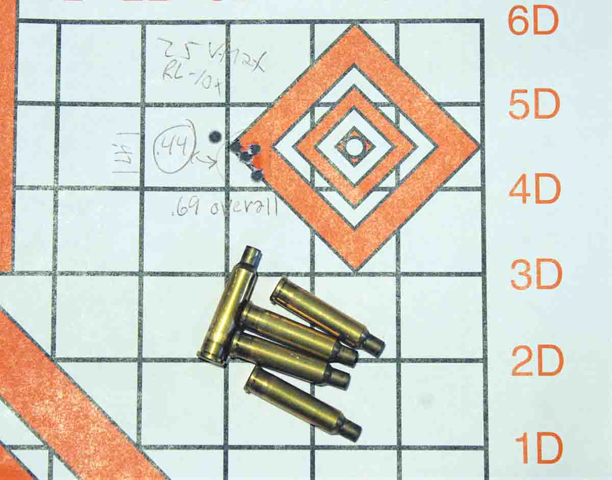 While the range shooting took place during a pair of very calm days, .17 caliber bullets are very susceptible to wind drift. Consequently, most were strung out at least slightly horizontally.